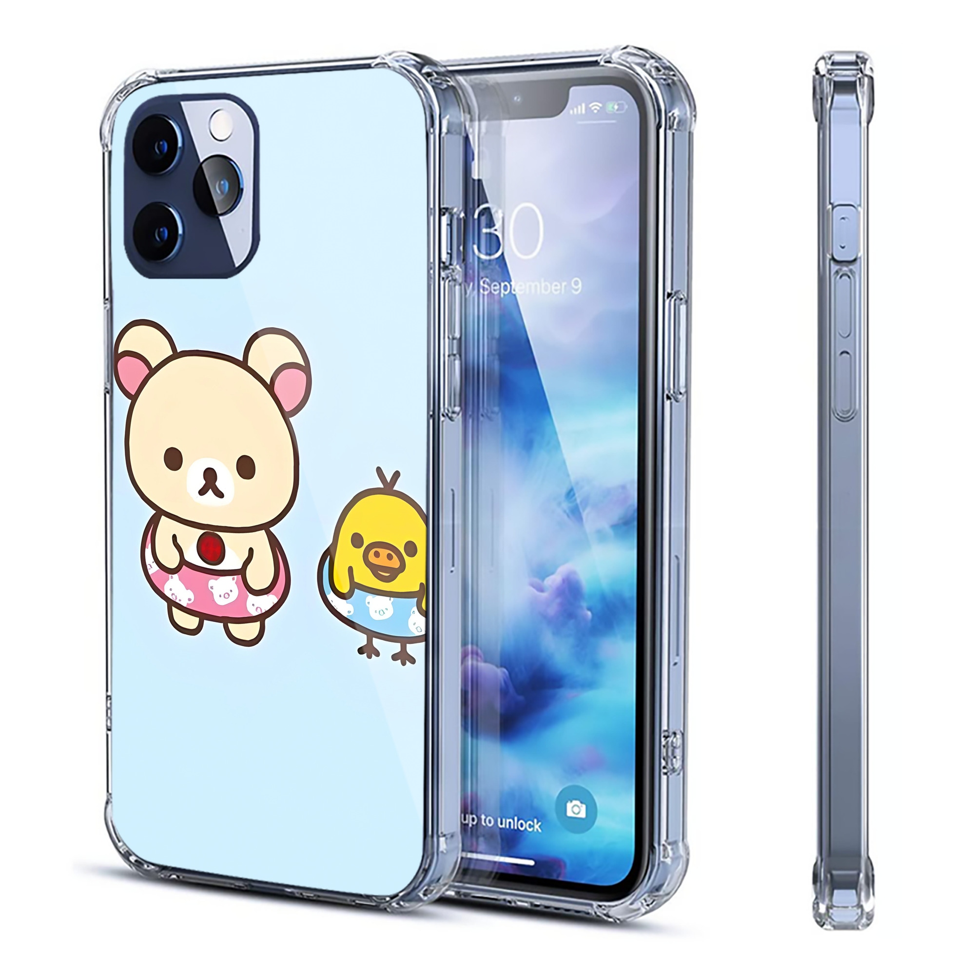 （画像用） リラックマ リラックマ キイロイトリ Rilakkuma Korilakkuma Kiiroitori 【iPhone 12シリーズ対応】透明スマホケース（クリアソフトケース）